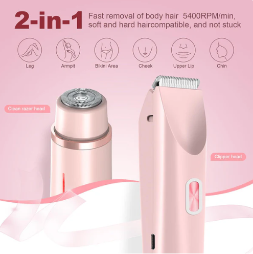Rasoir 2-en-1 Sans Douleur pour Femme – Bikini & Corps Parfait en 1 Passage
